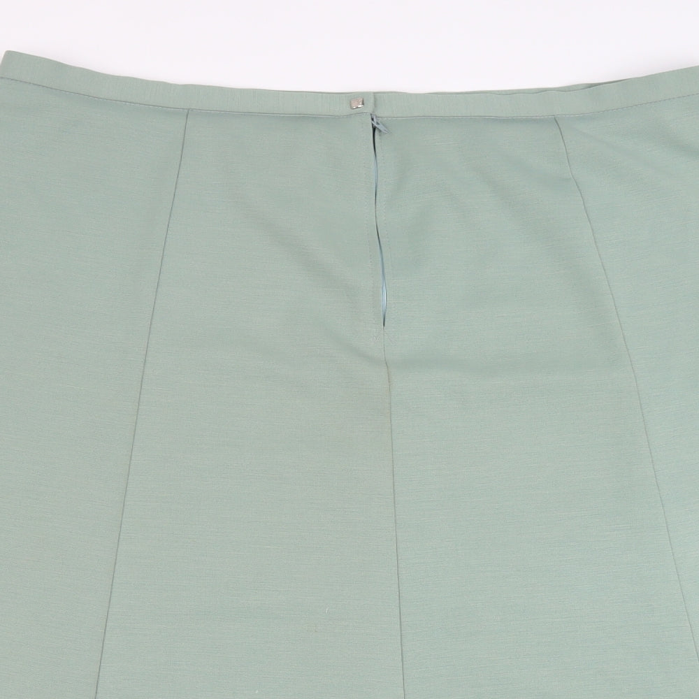 Karelia Womens Green Polyester A-Line Skirt Size 22 Zip