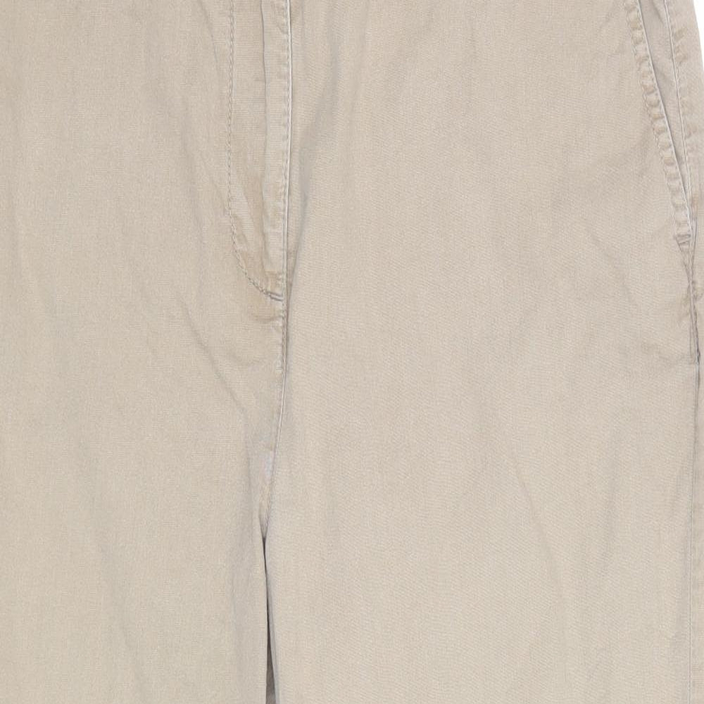 Marks and Spencer Womens Brown Cotton Trousers Size 12 L23.5 in Regular Zip