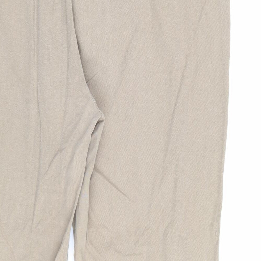 Marks and Spencer Womens Brown Cotton Trousers Size 12 L23.5 in Regular Zip