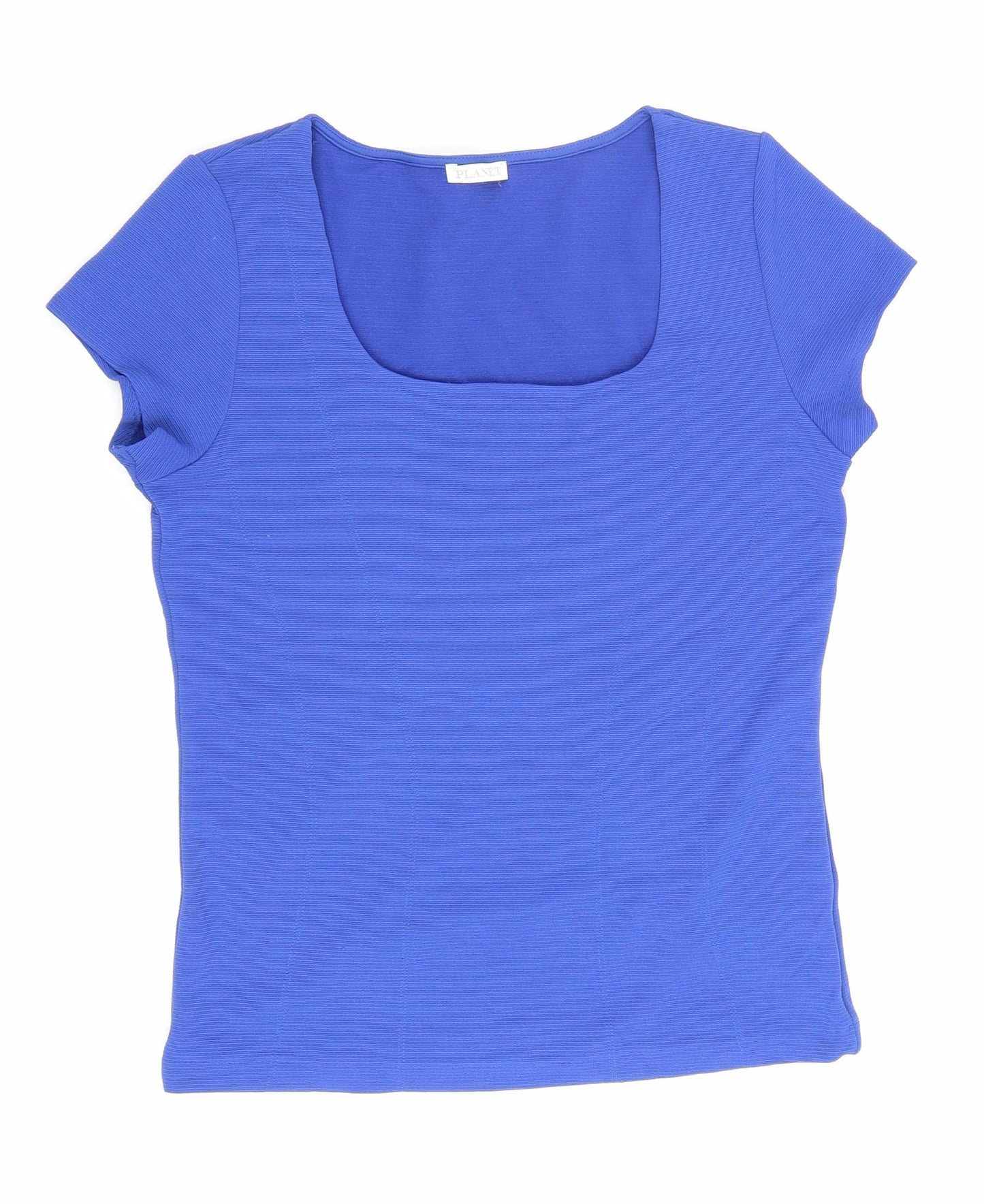 Planet Womens Blue Polyimide Basic T-Shirt Size S Square Neck