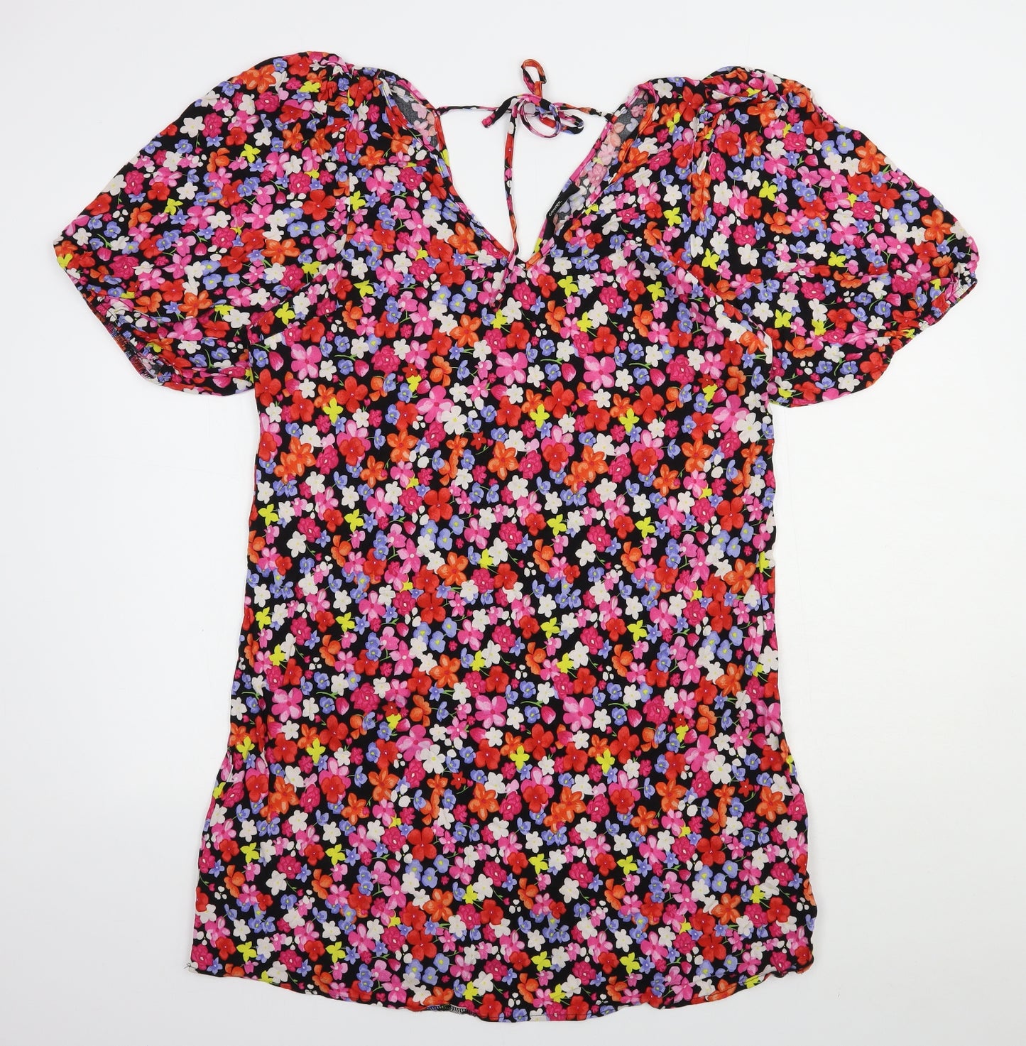 George Womens Multicoloured Floral Viscose Shift Size 18 V-Neck Tie