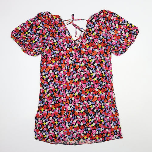 George Womens Multicoloured Floral Viscose Shift Size 18 V-Neck Tie
