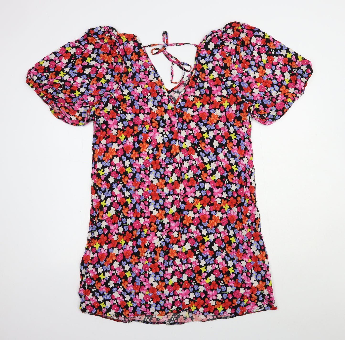 George Womens Multicoloured Floral Viscose Shift Size 18 V-Neck Tie