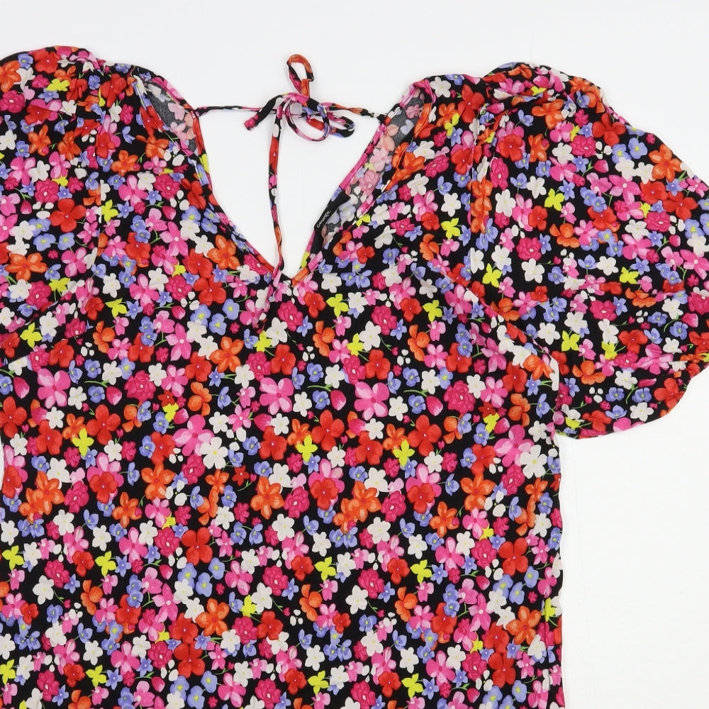 George Womens Multicoloured Floral Viscose Shift Size 18 V-Neck Tie