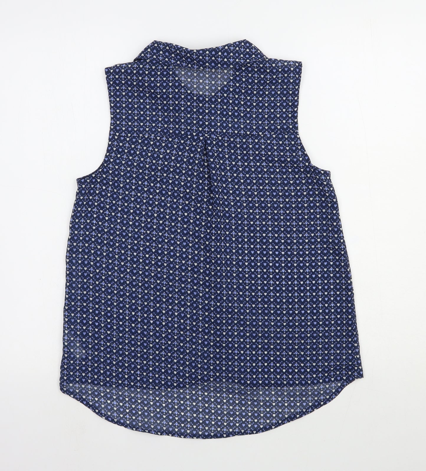 George Girls Blue Geometric Polyester Basic Button-Up Size 12-13 Years Collared Button - Heart Print