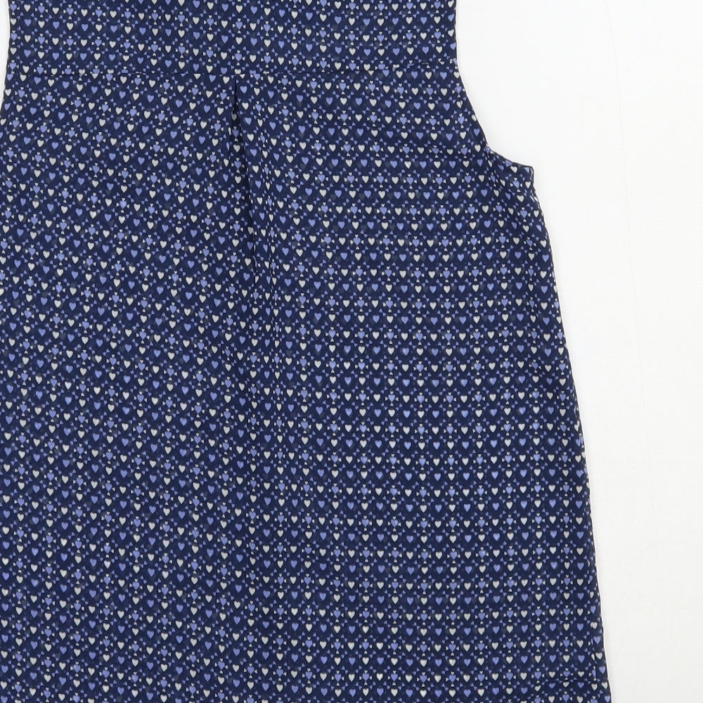 George Girls Blue Geometric Polyester Basic Button-Up Size 12-13 Years Collared Button - Heart Print