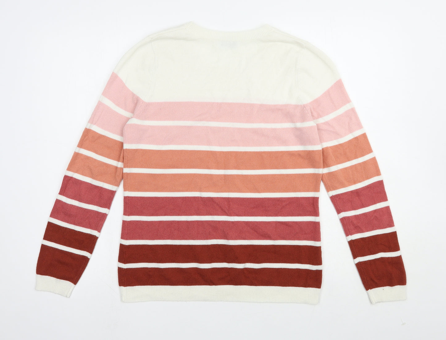 Papaya Womens Multicoloured Round Neck Striped Acrylic Pullover Jumper Size 12