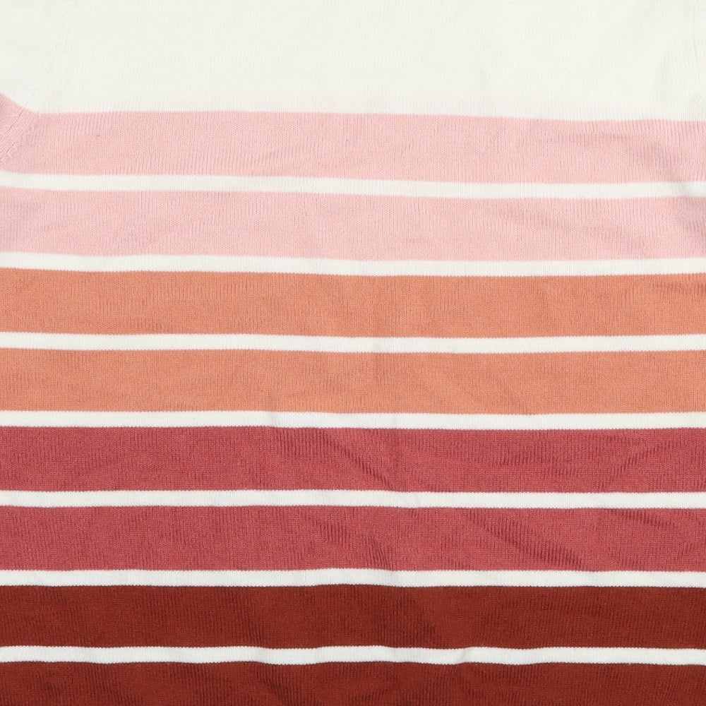 Papaya Womens Multicoloured Round Neck Striped Acrylic Pullover Jumper Size 12