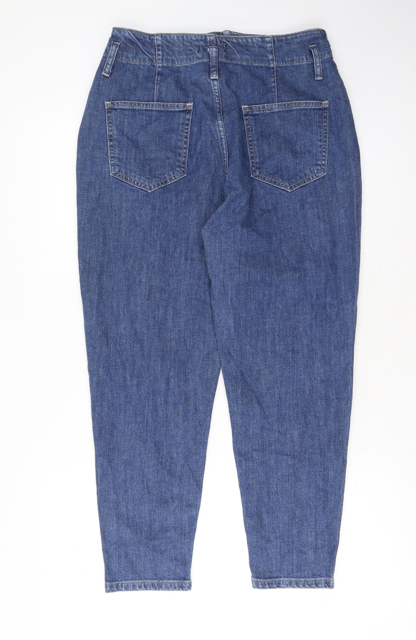 PRETTYLITTLETHING Womens Blue Cotton Mom Jeans Size 10 L26 in Regular Button