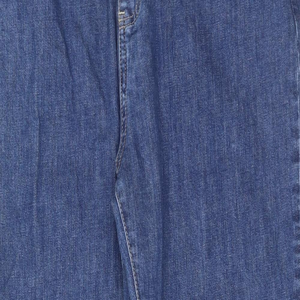 PRETTYLITTLETHING Womens Blue Cotton Mom Jeans Size 10 L26 in Regular Button