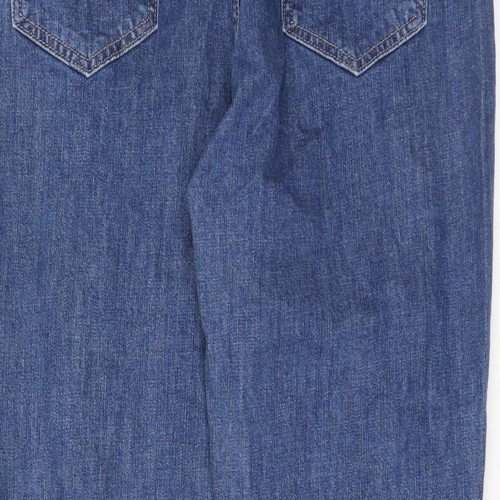 PRETTYLITTLETHING Womens Blue Cotton Mom Jeans Size 10 L26 in Regular Button