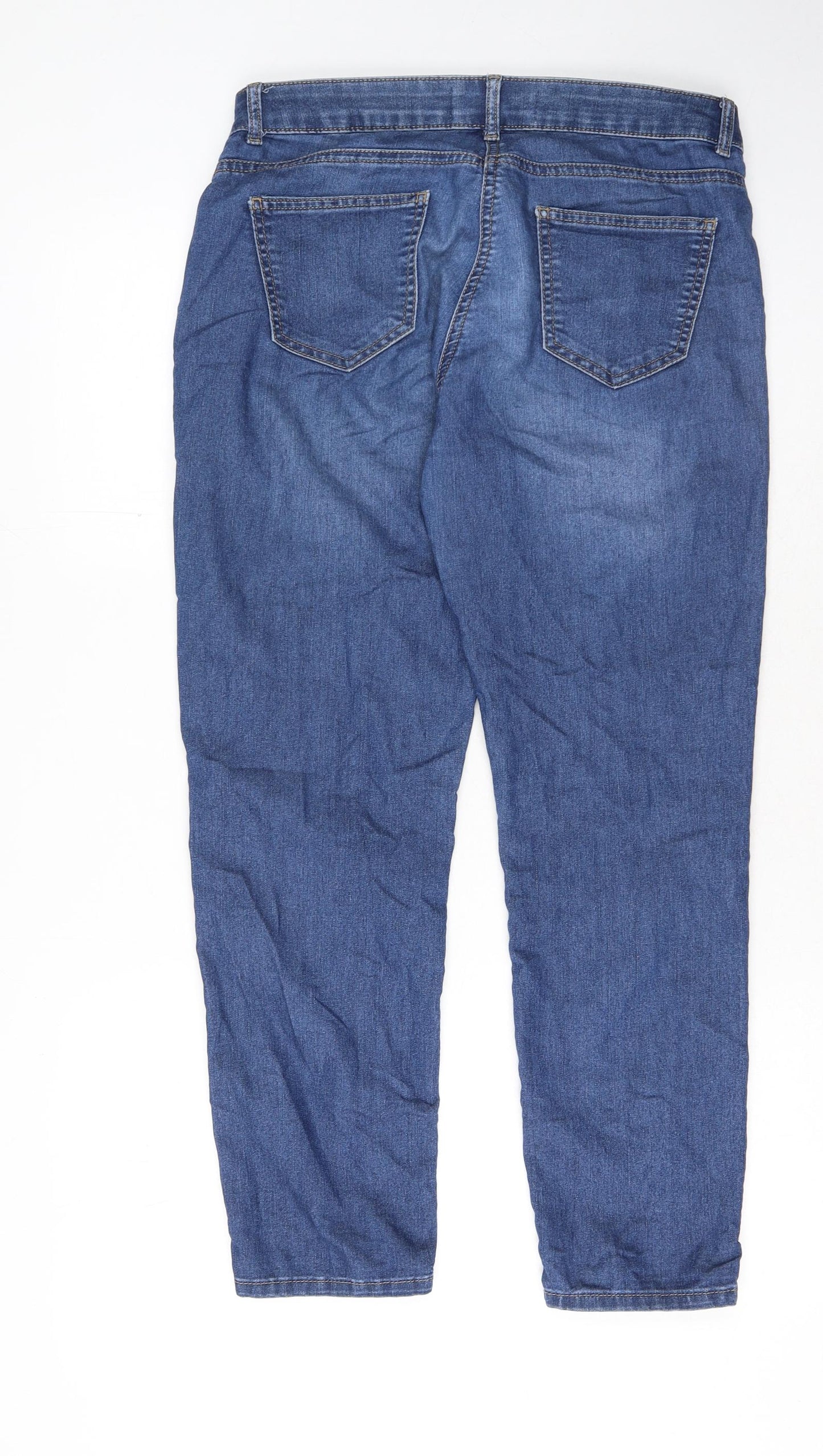 Wallis Womens Blue Cotton Straight Jeans Size 10 L28 in Regular Button