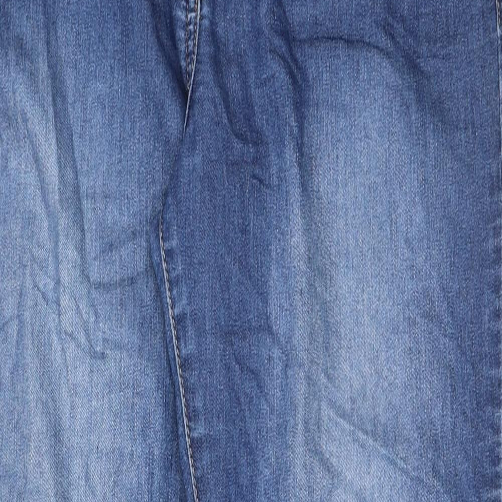 Wallis Womens Blue Cotton Straight Jeans Size 10 L28 in Regular Button