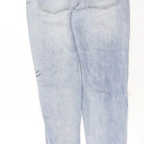 Peacocks Womens Blue Cotton Mom Jeans Size 10 L29 in Regular Button - Swallow