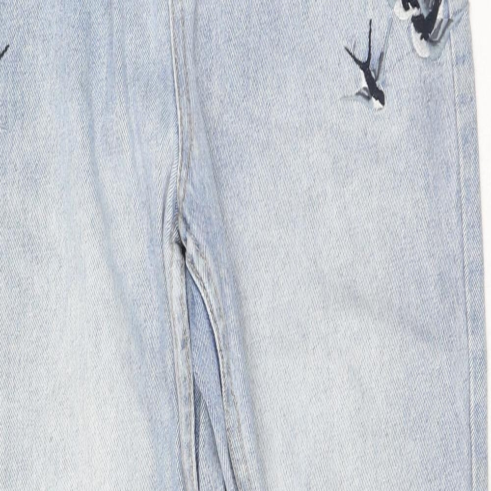 Peacocks Womens Blue Cotton Mom Jeans Size 10 L29 in Regular Button - Swallow