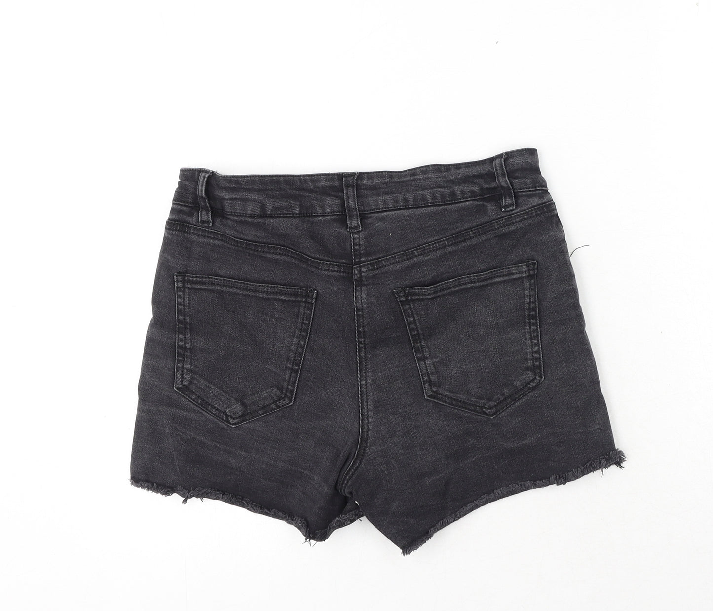 NEXT Womens Black Cotton Hot Pants Shorts Size 8 L4 in Regular Button