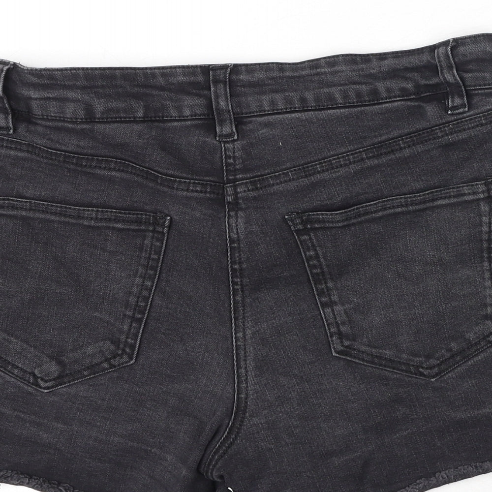 NEXT Womens Black Cotton Hot Pants Shorts Size 8 L4 in Regular Button