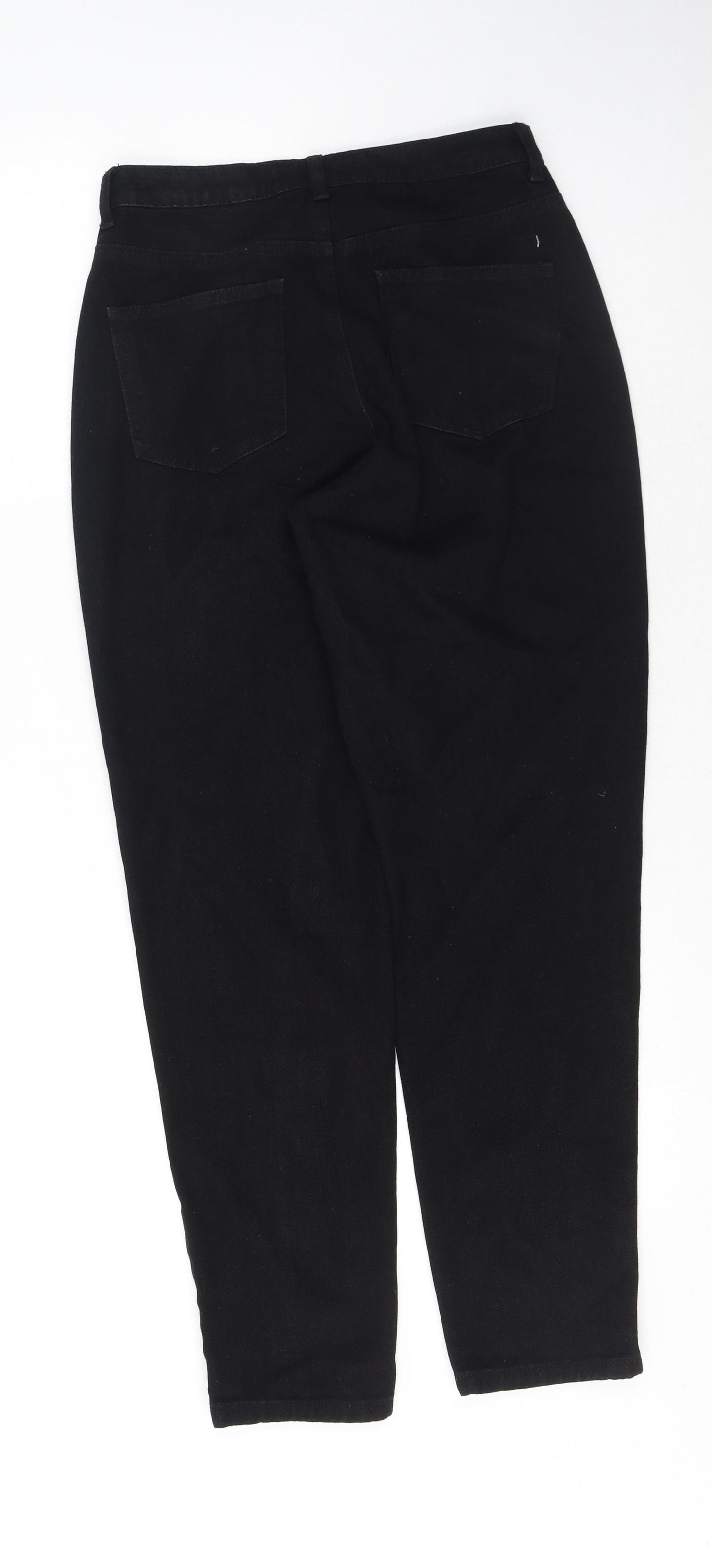 Missguided Womens Black Cotton Mom Jeans Size 6 L30 in Regular Button