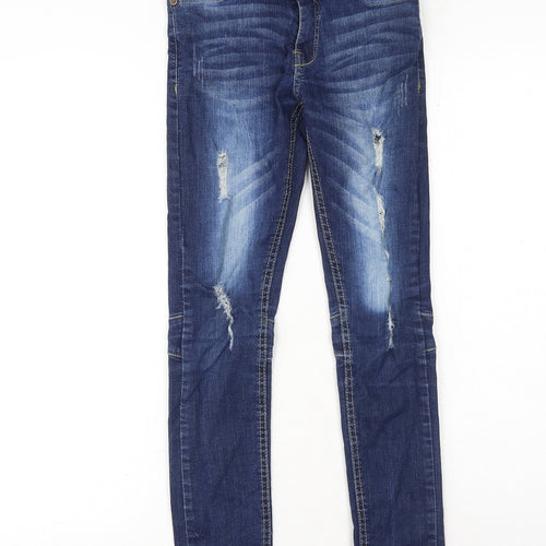 A-Z Girls Blue Cotton Skinny Jeans Size 11-12 Years Regular Button