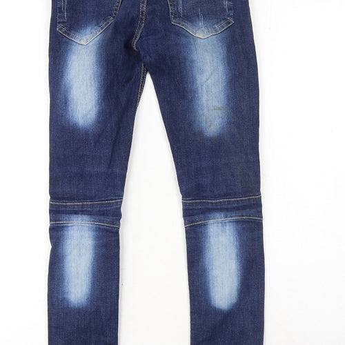 A-Z Girls Blue Cotton Skinny Jeans Size 11-12 Years Regular Button
