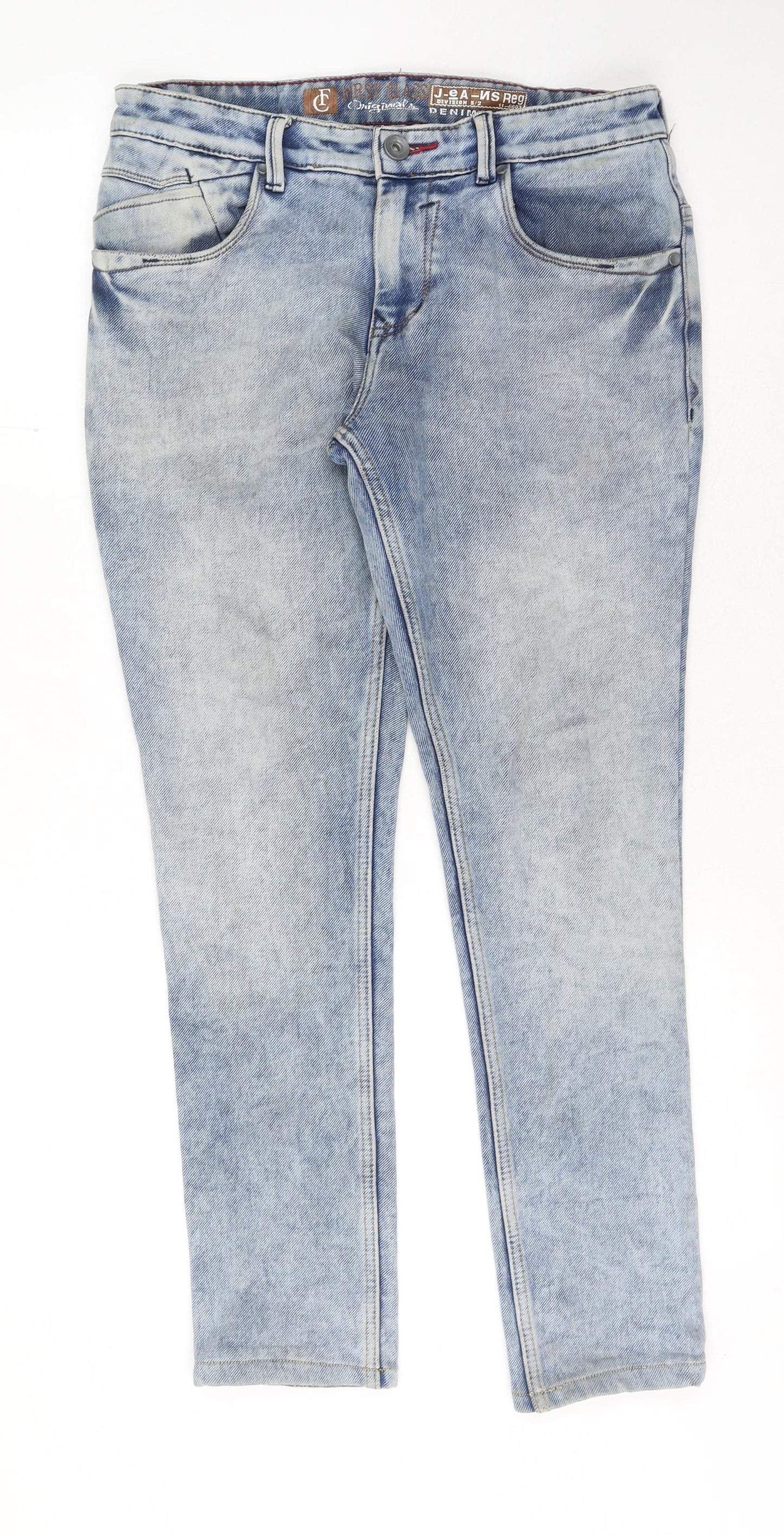 First Classics Mens Blue Cotton Straight Jeans Size 30 in L30 in Regular Button
