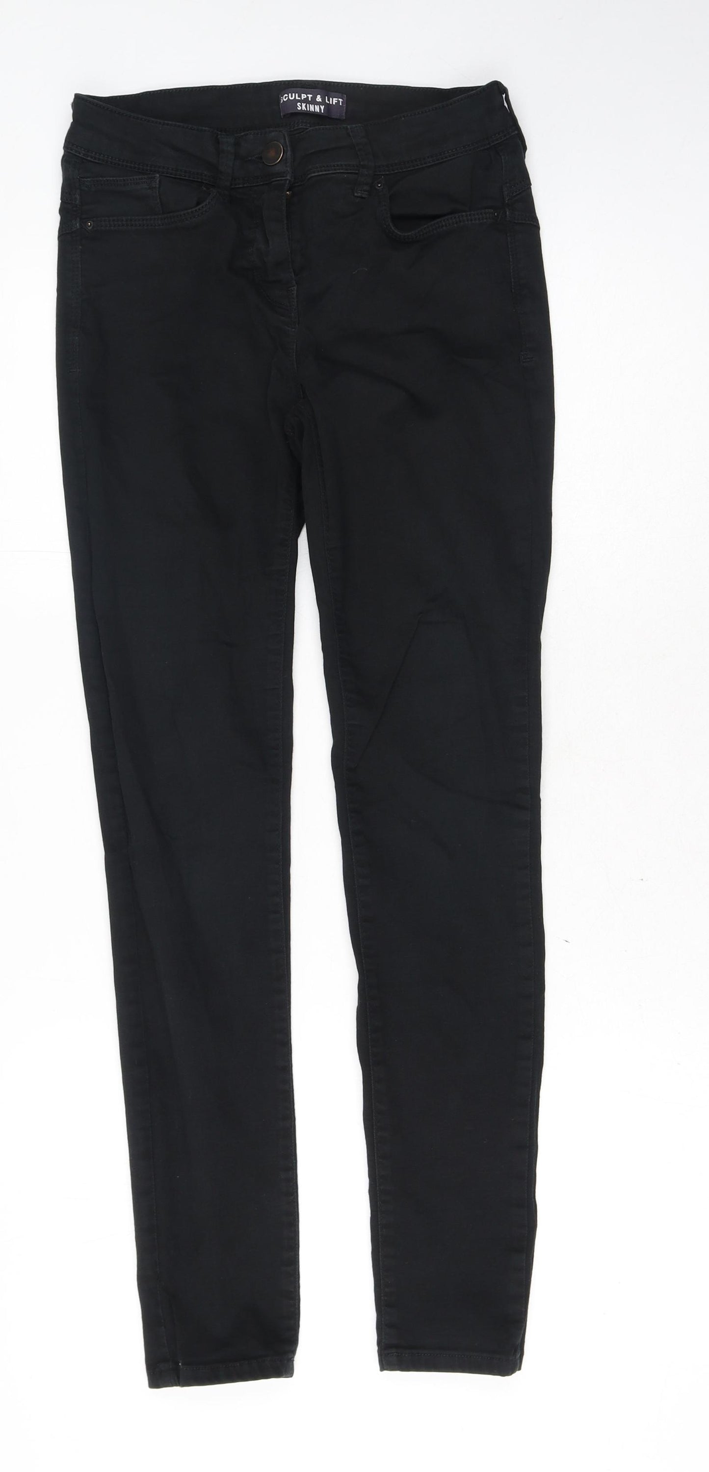Marks and Spencer Womens Black Cotton Skinny Jeans Size 8 L29 in Regular Button