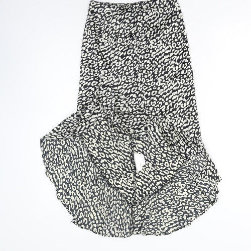 Naanaa Womens Black Animal Print Polyester A-Line Skirt Size 6 Zip - Leopard Print