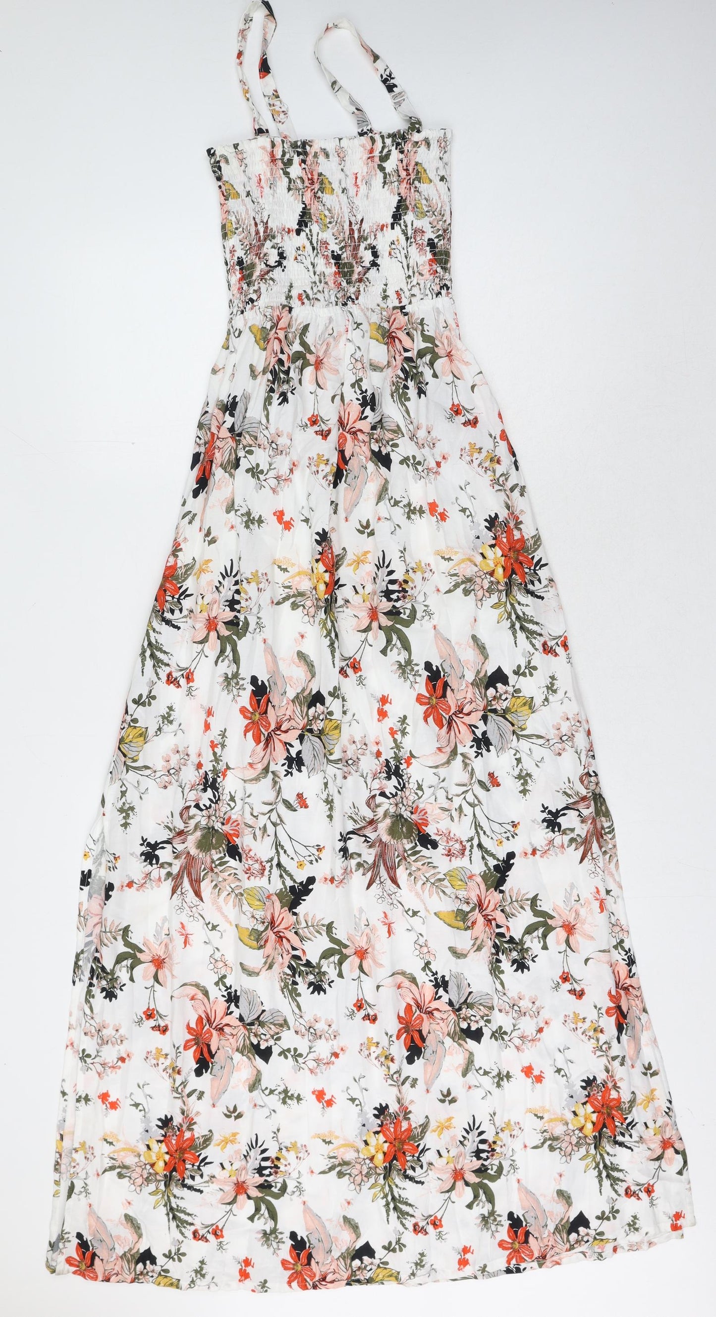 Marks and Spencer Womens Multicoloured Floral Viscose Maxi Size 10 Square Neck Pullover