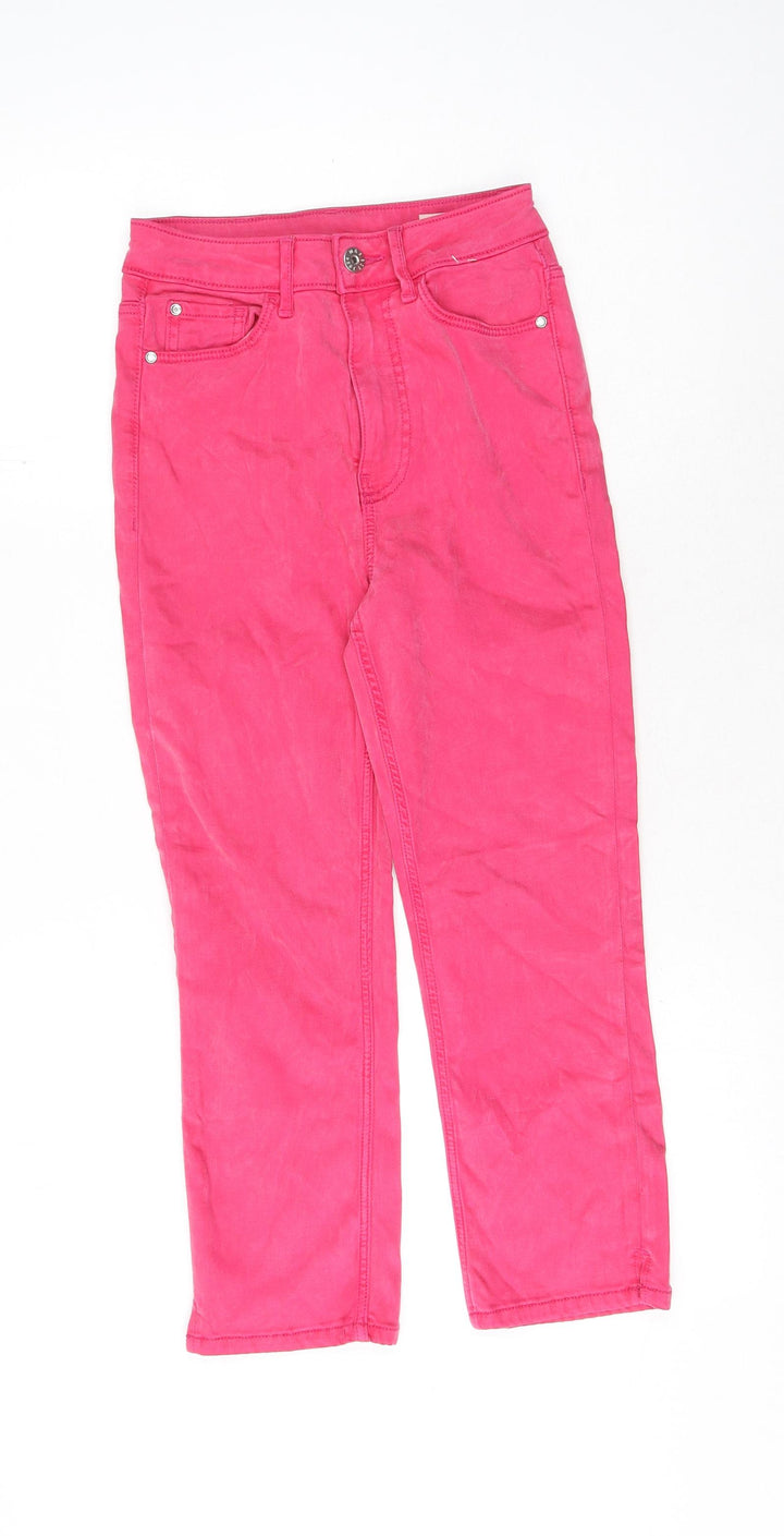 Marks and Spencer Womens Pink Cotton Straight Jeans Size 6 L24 in Regular Button
