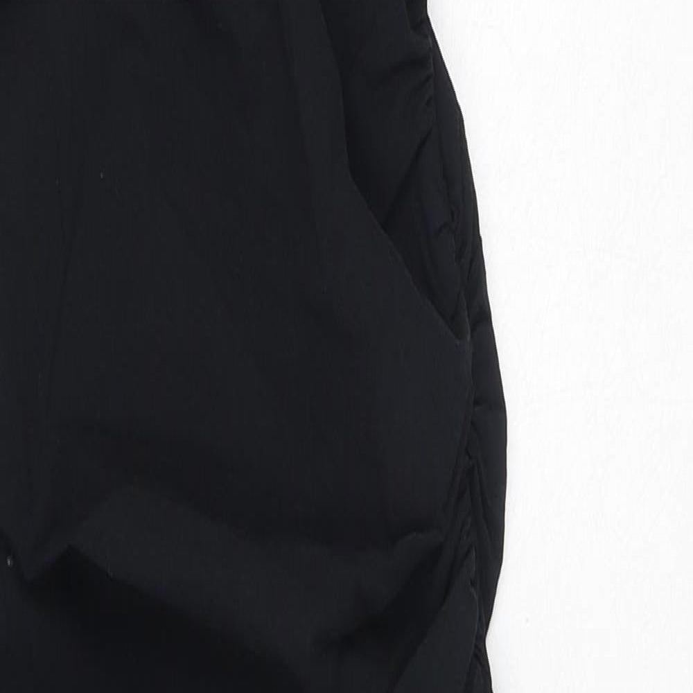 Zara Womens Black Herringbone Polyester Slip Dress Size M Square Neck Zip