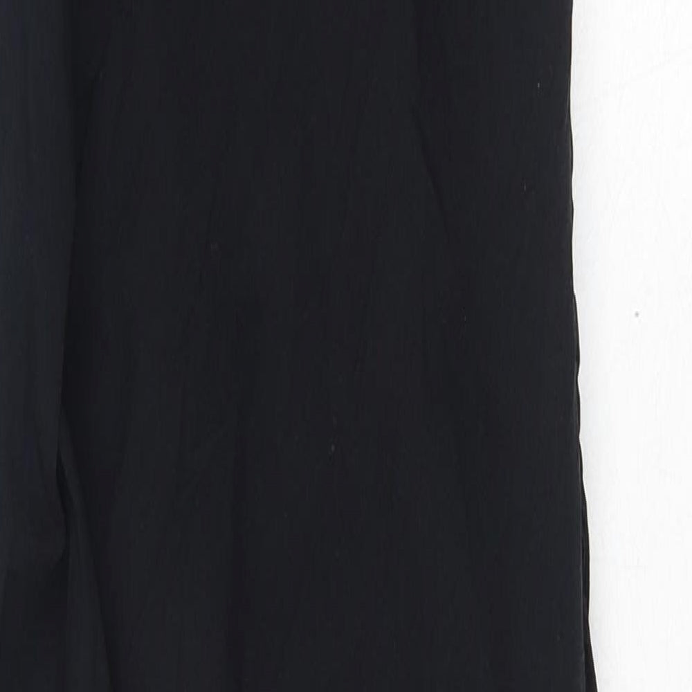 Zara Womens Black Herringbone Polyester Slip Dress Size M Square Neck Zip