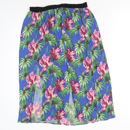Topshop Womens Multicoloured Floral Polyester A-Line Skirt Size 10 Zip