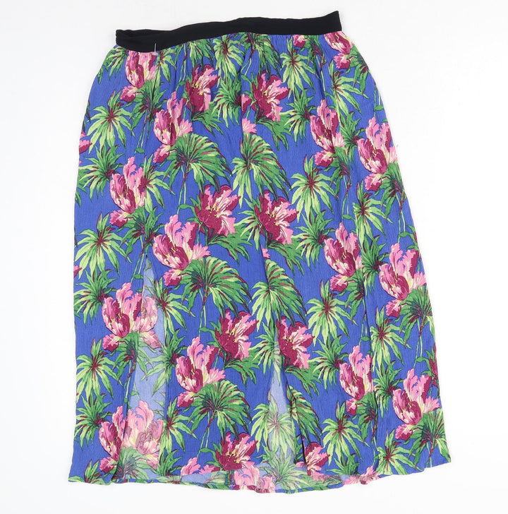 Topshop Womens Multicoloured Floral Polyester A-Line Skirt Size 10 Zip