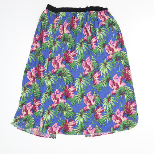 Topshop Womens Multicoloured Floral Polyester A-Line Skirt Size 10 Zip