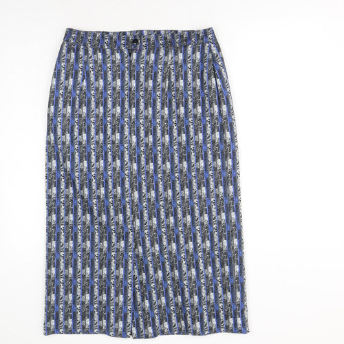 Preworn Womens Blue Geometric Cotton A-Line Skirt Size 12 Zip