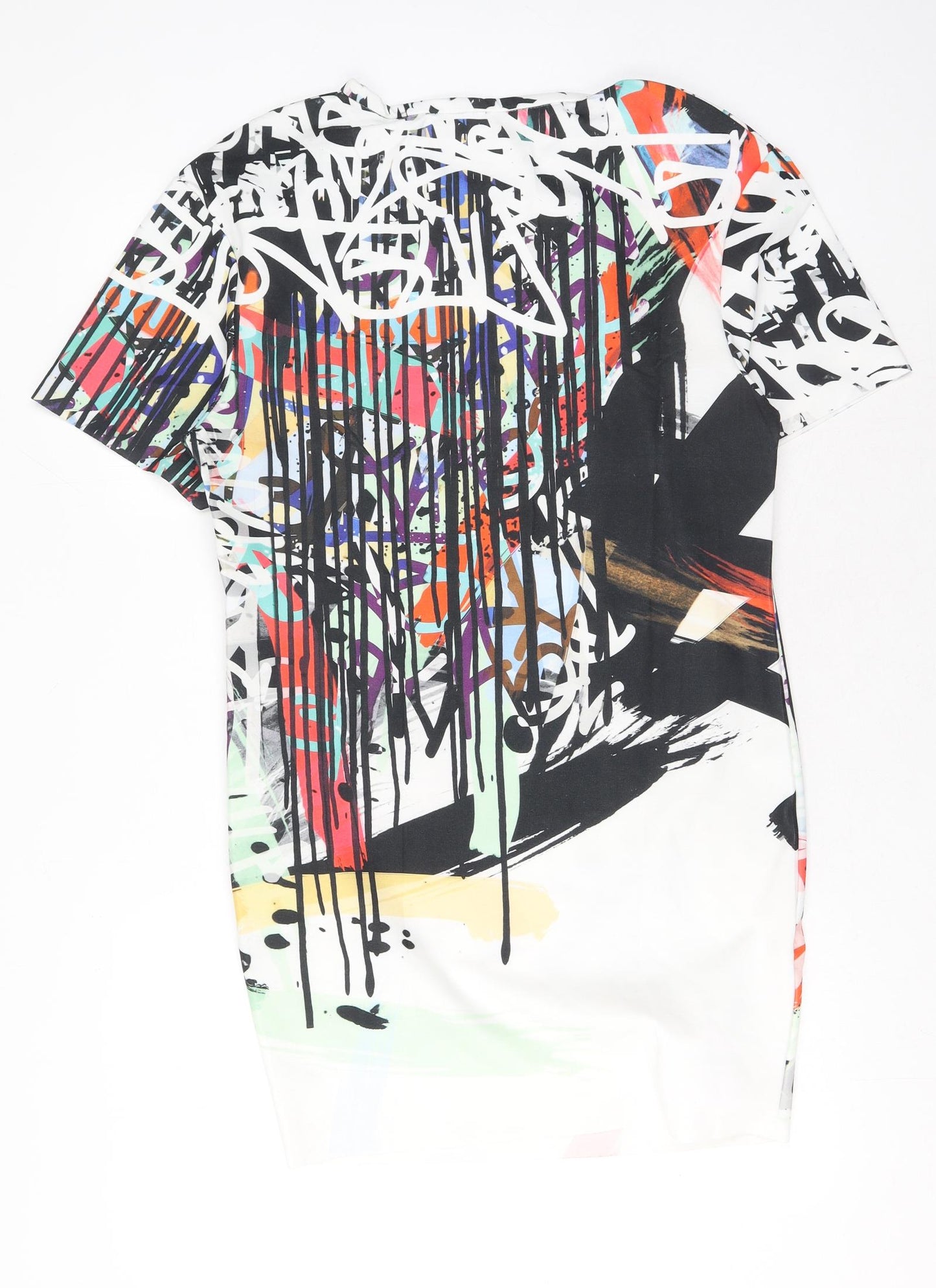 Zara Womens Multicoloured Polyester T-Shirt Dress Size L Round Neck Pullover
