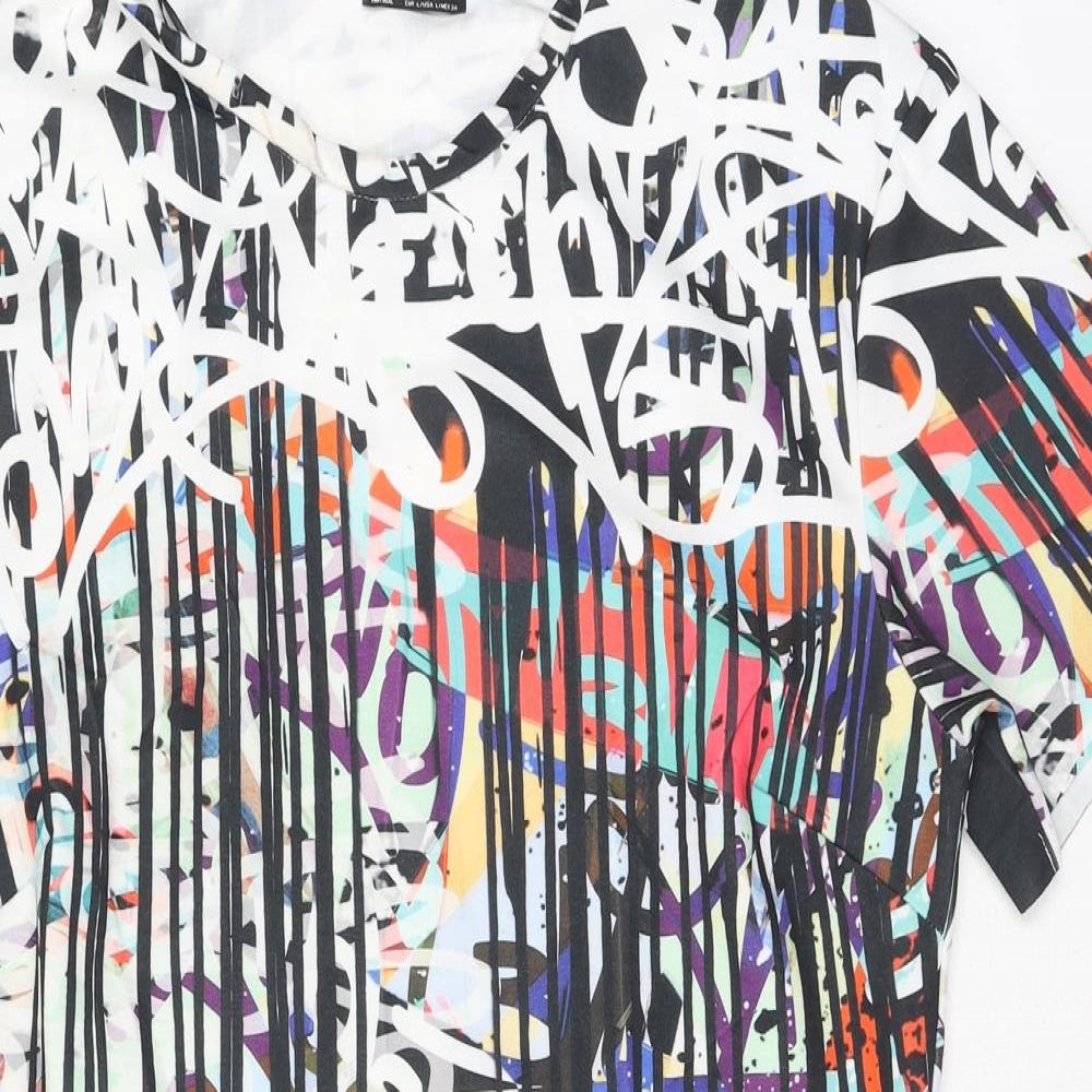 Zara Womens Multicoloured Polyester T-Shirt Dress Size L Round Neck Pullover