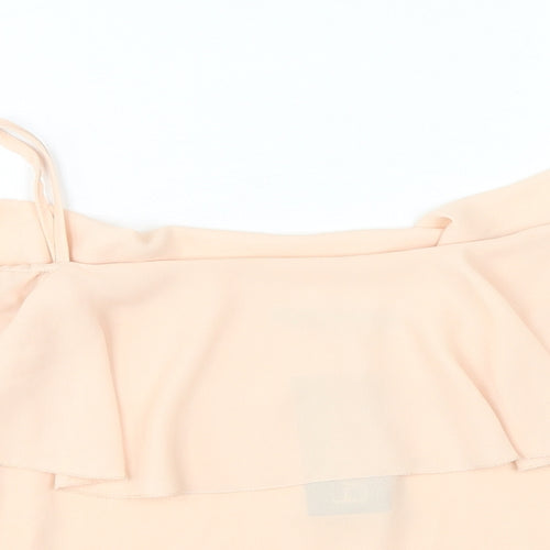 Boohoo Womens Beige Polyester Basic Blouse Size 8 Boat Neck
