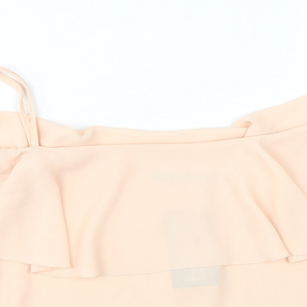 Boohoo Womens Beige Polyester Basic Blouse Size 8 Boat Neck