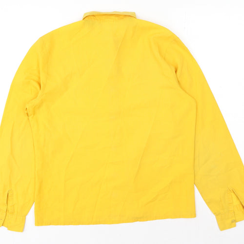 Preworn Womens Yellow Cotton Basic Button-Up Size 10 Collared