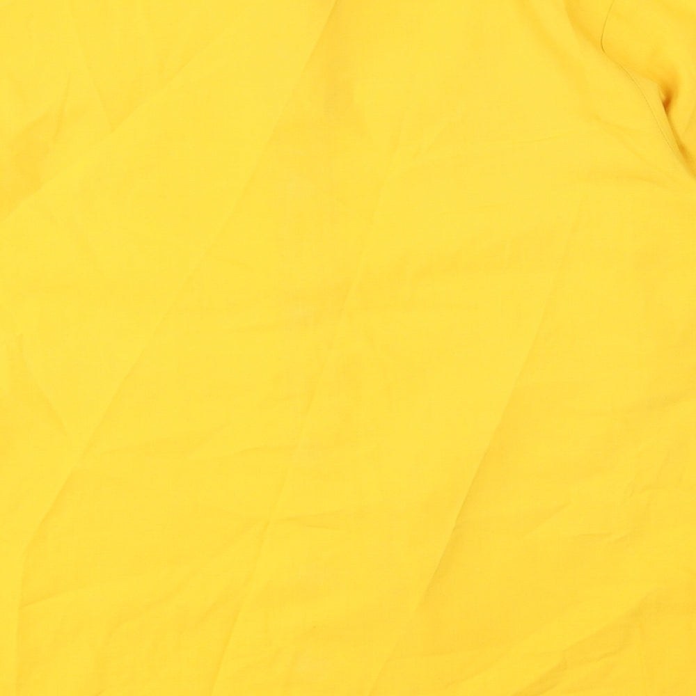Preworn Womens Yellow Cotton Basic Button-Up Size 10 Collared