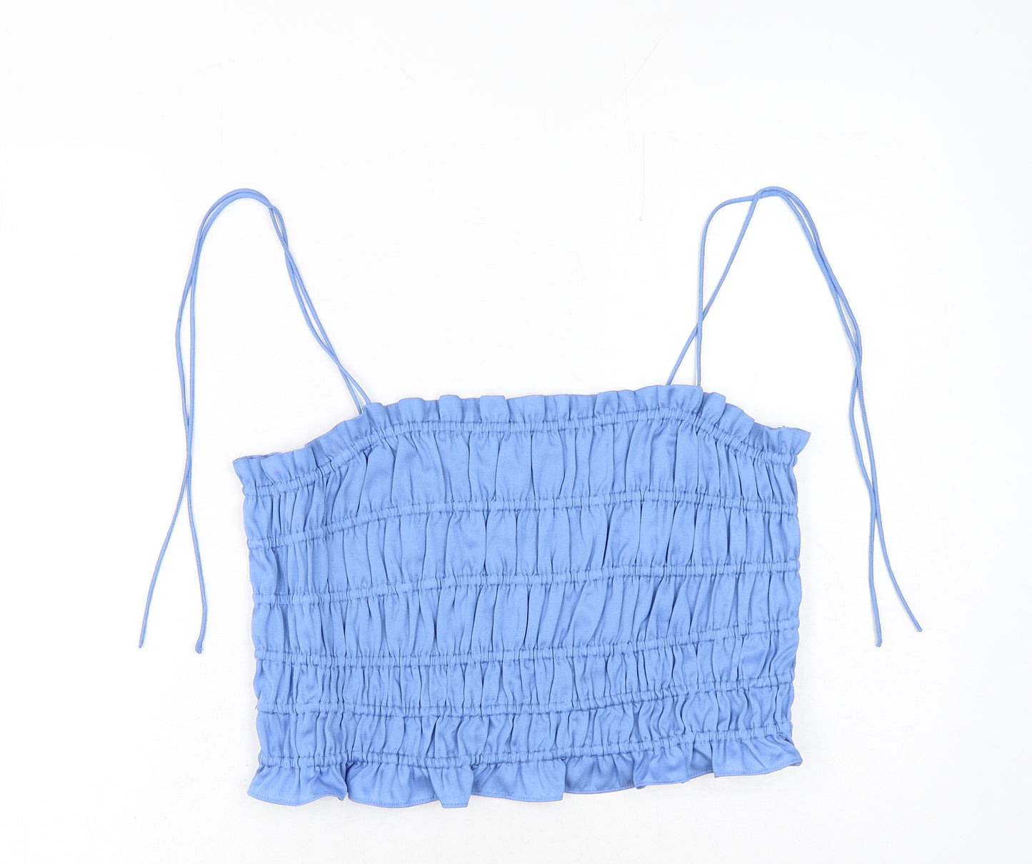 H&M Womens Blue Polyester Cropped Tank Size L Square Neck