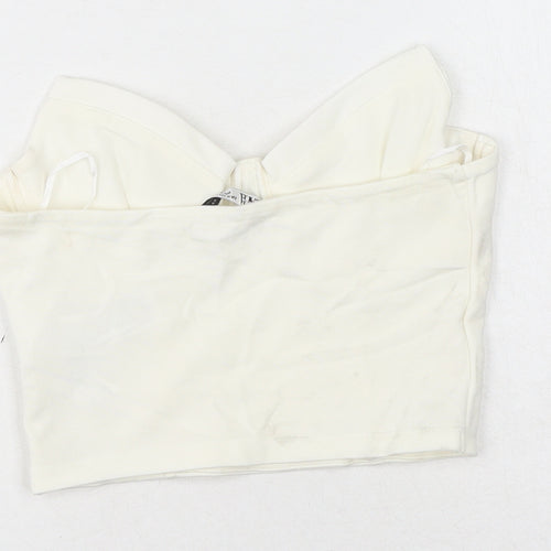 Zara Womens White Viscose Cropped Blouse Size M Sweetheart - Corset Style