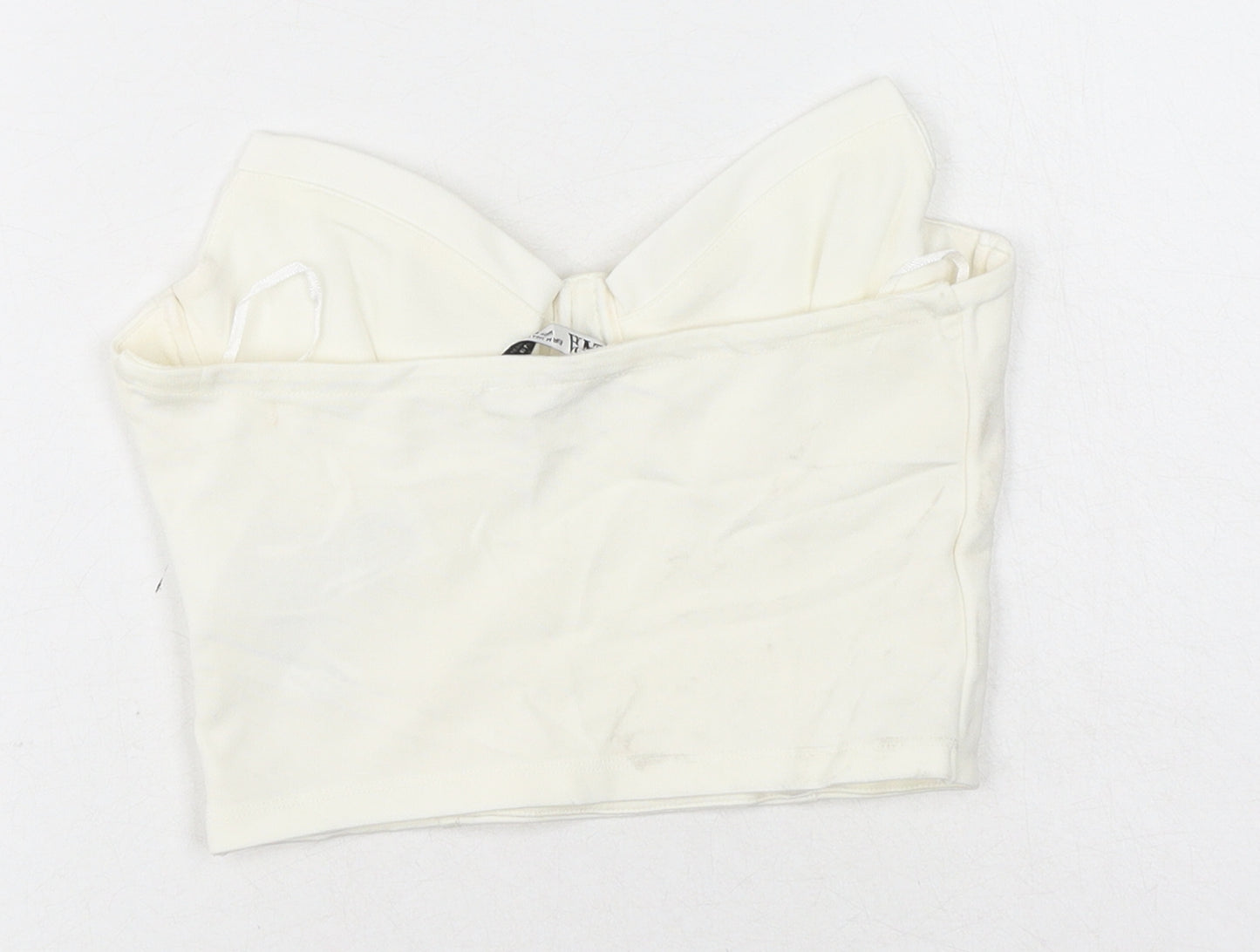 Zara Womens White Viscose Cropped Blouse Size M Sweetheart - Corset Style