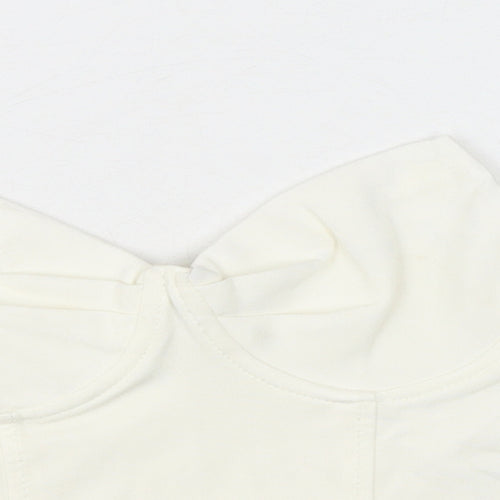 Zara Womens White Viscose Cropped Blouse Size M Sweetheart - Corset Style