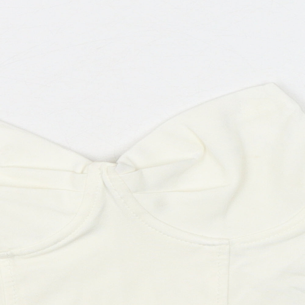 Zara Womens White Viscose Cropped Blouse Size M Sweetheart - Corset Style