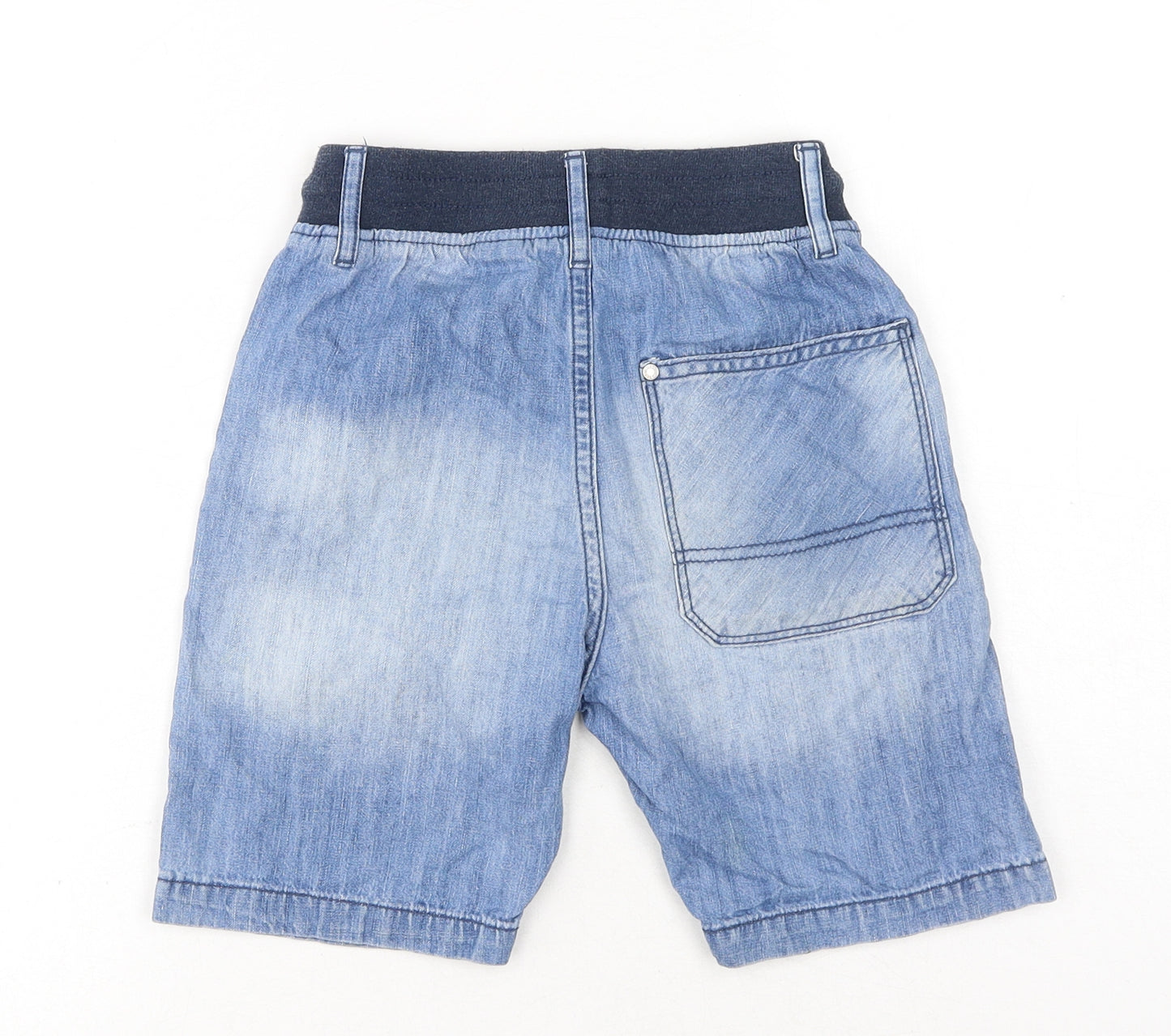 H&M Boys Blue Cotton Cargo Shorts Size 7-8 Years Regular Drawstring