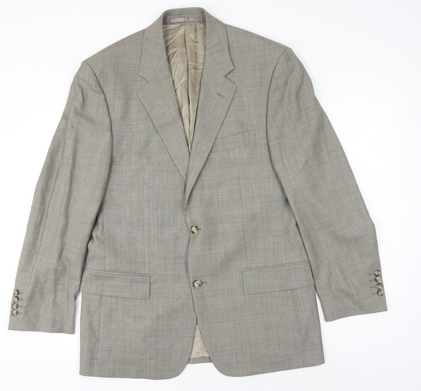 Jaeger Mens Brown Plaid Wool Jacket Suit Jacket Size 40