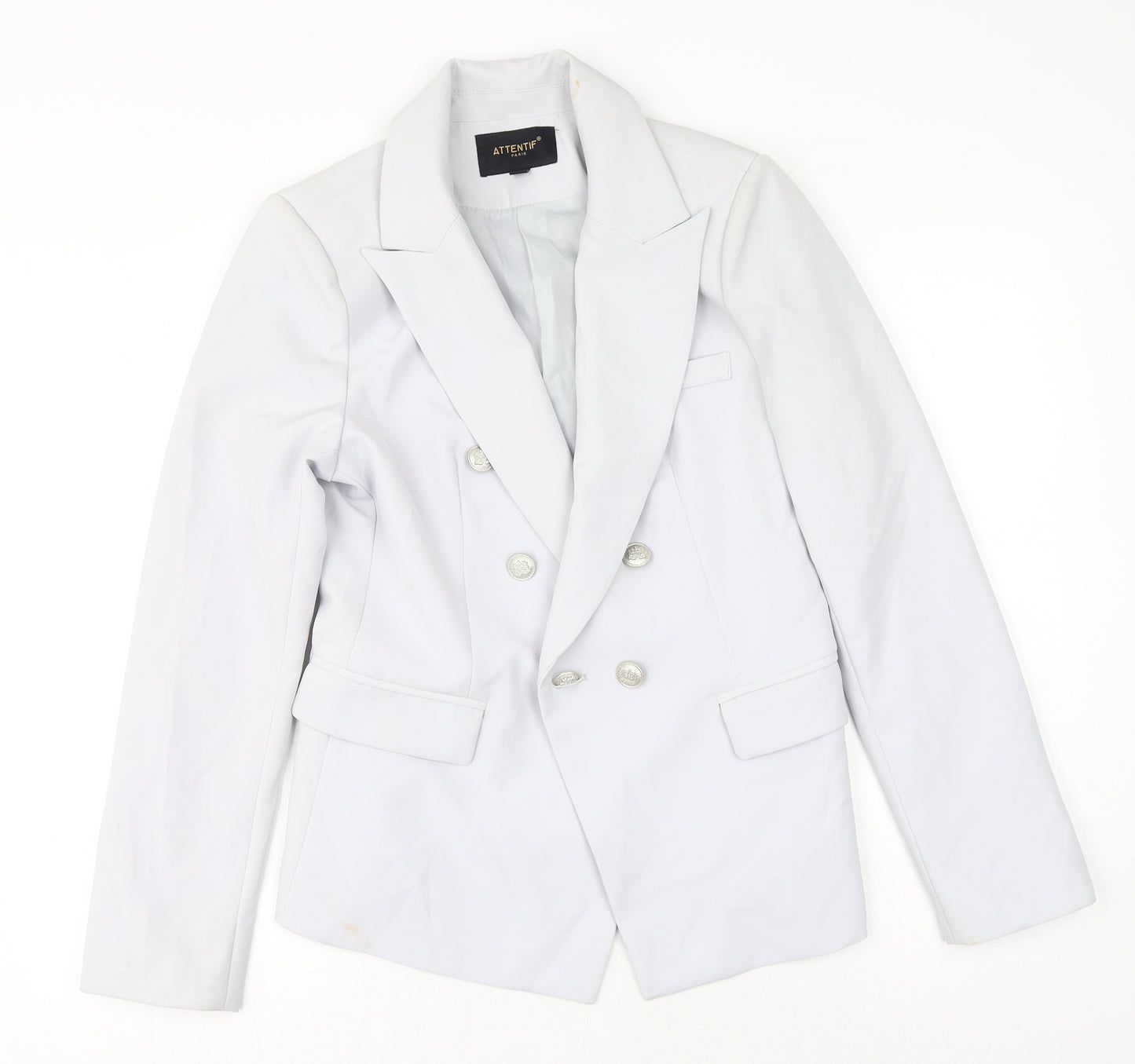 ATTENTIF Womens Grey Polyester Jacket Blazer Size 14