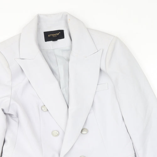 ATTENTIF Womens Grey Polyester Jacket Blazer Size 14